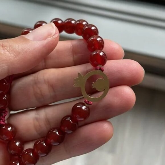 18k gold bracelet with Red Carnelian - Picture 7 of 8